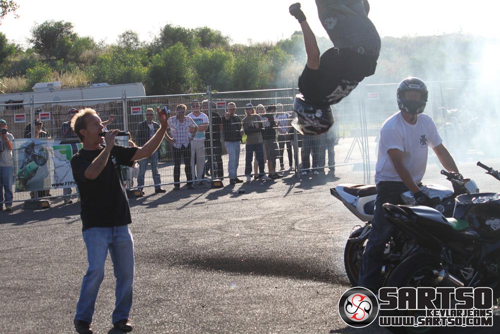 Backflip over a smoking burnout